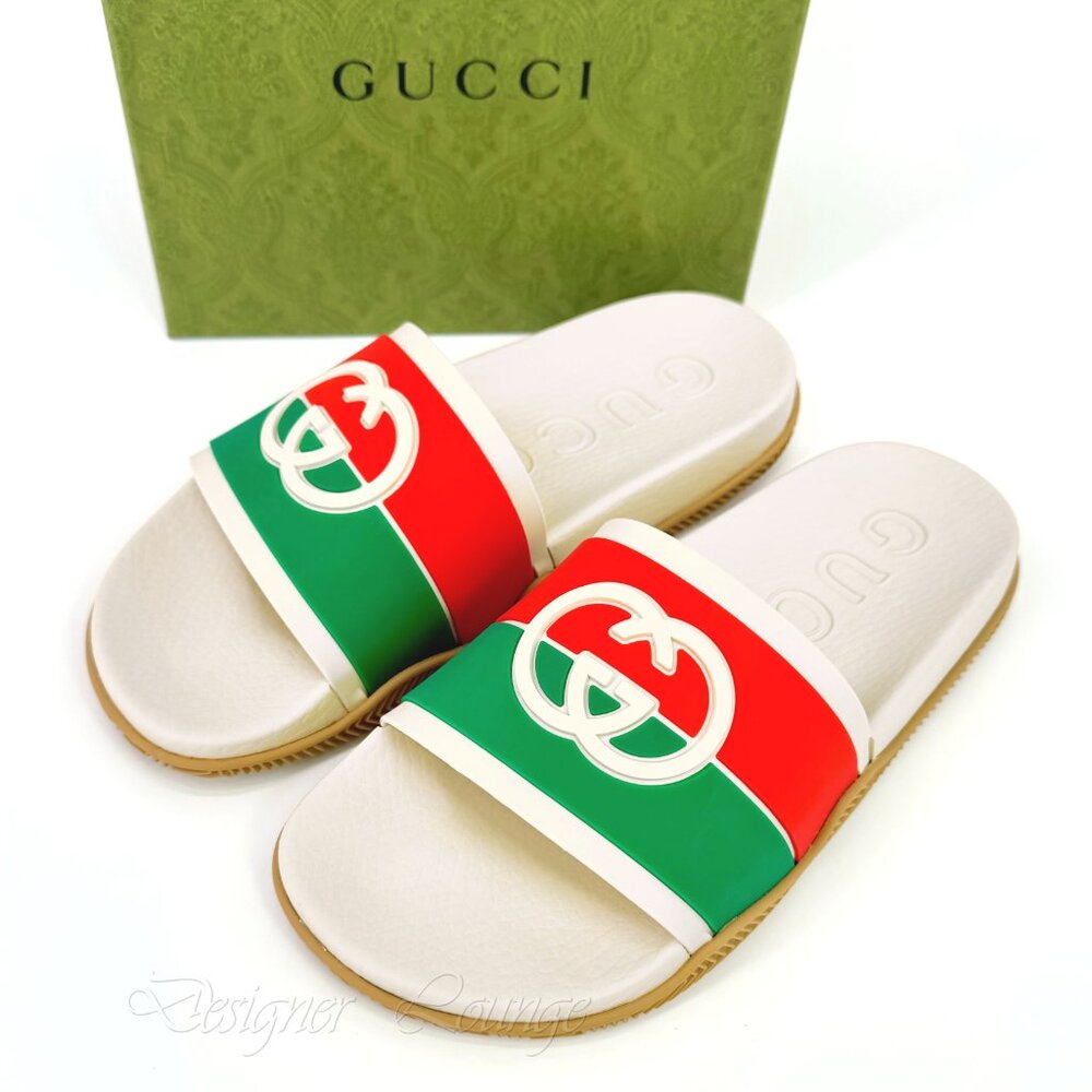 SOLD! NEW GUCCI Women's Agrado Interlocking G Logo Cream Rubber Slides EU 37 - Picture 16 of 16